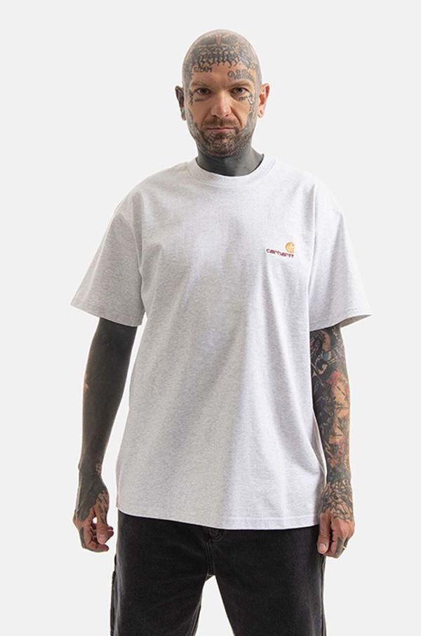 Carhartt WIP Pamučna majica Carhartt WIP boja: siva, glatki model, I029956.-ASH.HEATHE