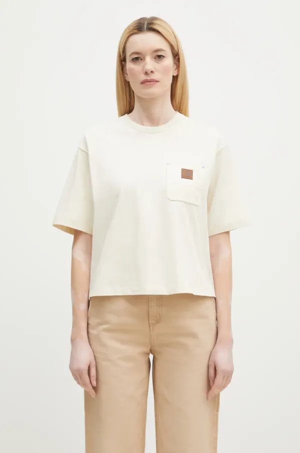 Carhartt WIP Pamučna majica Carhartt WIP Eldon za žene, boja: bež, I034376.05XX