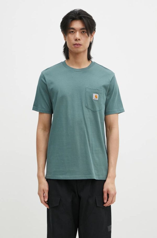 Carhartt WIP Pamučna majica Carhartt WIP Pocket za muškarce, boja: zelena, s aplikacijom, I030434.2M2XX