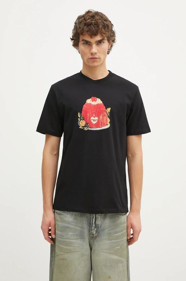 Carhartt WIP Pamučna majica Carhartt WIP Pudding za muškarce, boja: crna, s tiskom, I034434.89XX