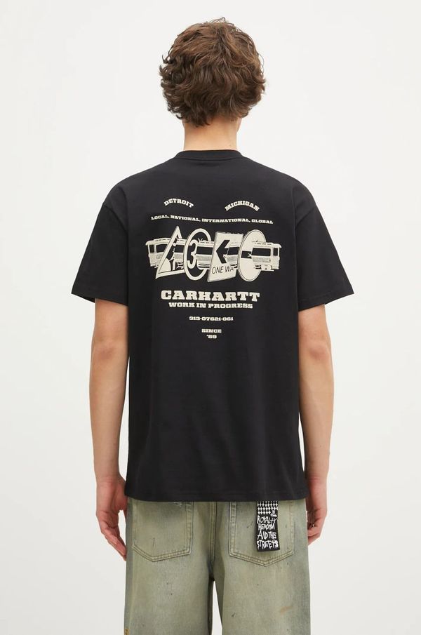 Carhartt WIP Pamučna majica Carhartt WIP Runaway za muškarce, boja: crna, s tiskom, I034409.K02XX