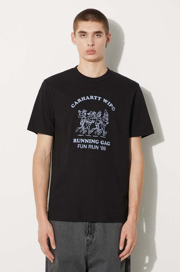 Carhartt WIP Pamučna majica Carhartt WIP S/S Fun Run za muškarce, boja: crna, s tiskom, I033986.2HAXX