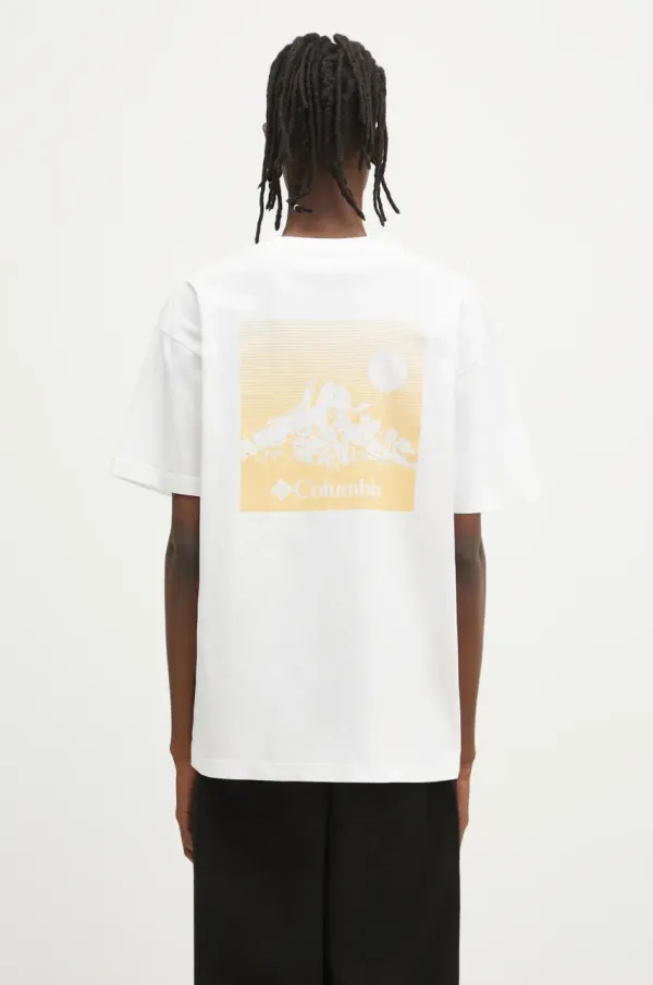 Columbia Pamučna majica Columbia Black Butte za muškarce, boja: bijela, s tiskom, 2071701