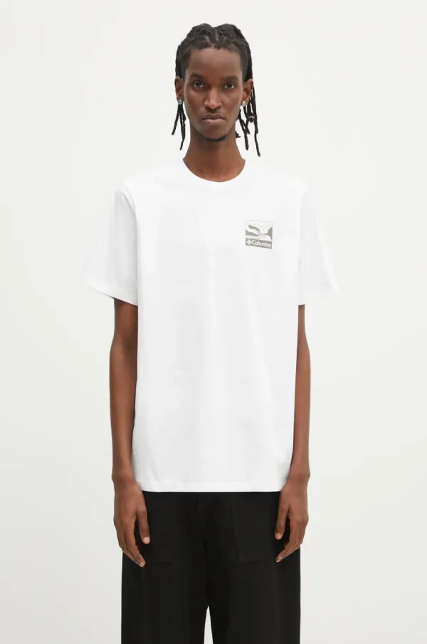 Columbia Pamučna majica Columbia Explorers Canyon za muškarce, boja: bijela, s tiskom, 2036451.