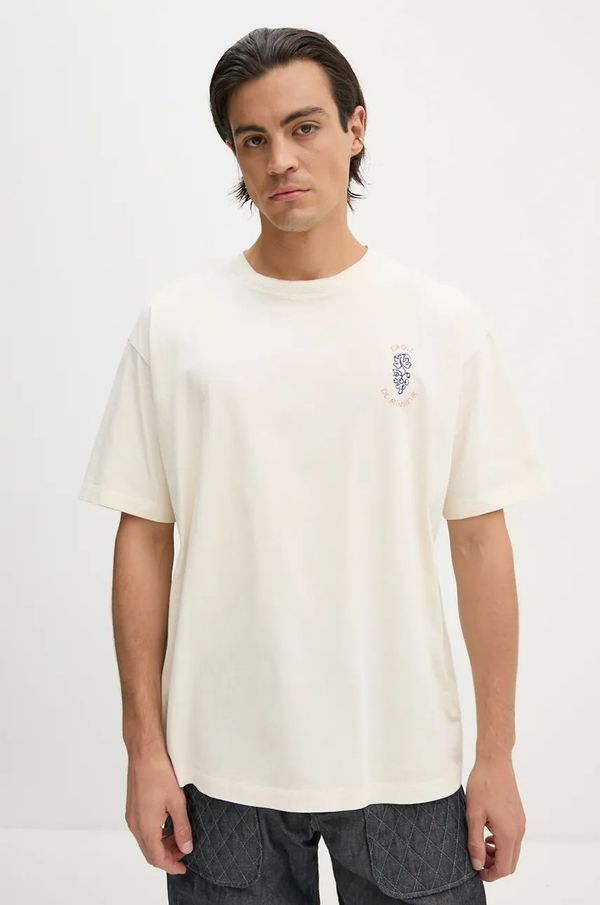 Drôle de Monsieur Pamučna majica Drôle de Monsieur Le T-Shirt DrUle Grappe za muškarce, boja: bež, s aplikacijom, E-TS212-CO165-CM