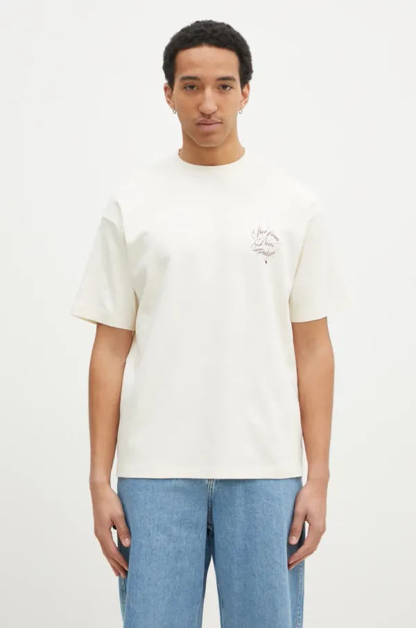 Drôle de Monsieur Pamučna majica Drôle de Monsieur Le T-Shirt Slogan Vignes za muškarce, boja: bež, s tiskom, F-TS226-CO002-CM