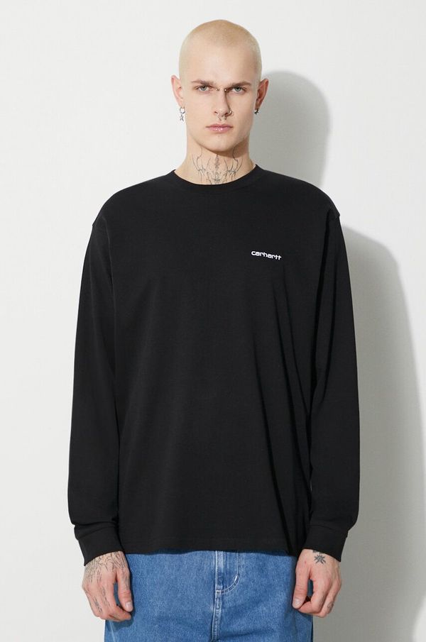 Carhartt WIP Pamučna majica dugih rukava Carhartt WIP boja: crna, s aplikacijom