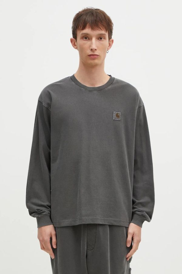 Carhartt WIP Pamučna majica dugih rukava Carhartt WIP Longsleeve Vista boja: siva, bez uzorka, I030779.87GD