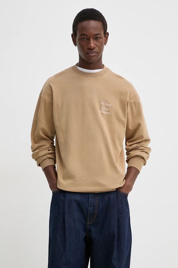 Drôle de Monsieur Pamučna majica dugih rukava Drôle de Monsieur Le T-Shirt Slogan ML boja: bež, s aplikacijom, E.TS220.CO002.IBN Le T-Shirt Slogan ML