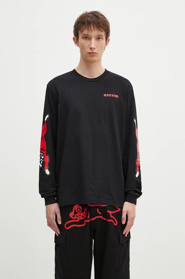 Icecream Pamučna majica dugih rukava ICECREAM Running Dog Longsleeve boja: crna, s tiskom, IC24486