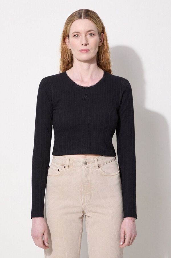 JW Anderson Pamučna majica dugih rukava JW Anderson Cropped Anchor Embroidery Longsleeve Top boja: crna, JO0211.PG1501.999