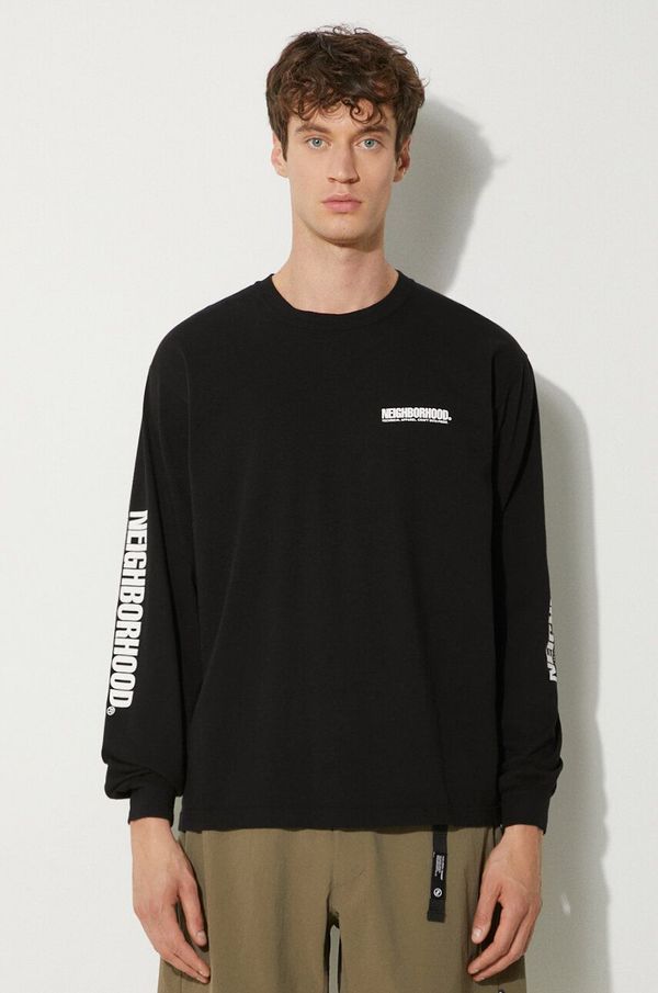 Neighborhood Pamučna majica dugih rukava NEIGHBORHOOD boja: crna, s tiskom, 241PCNH.LT01