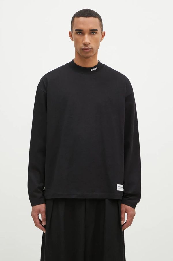 Neighborhood Pamučna majica dugih rukava NEIGHBORHOOD ClaSSic Mockneck Longsleeve boja: crna, bez uzorka, 242FPNH.CSM09