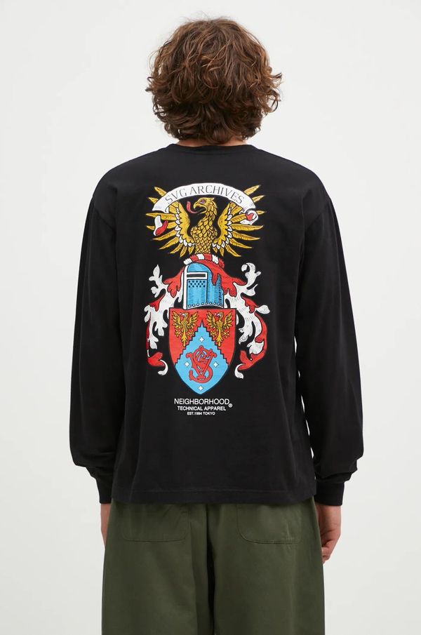 Neighborhood Pamučna majica dugih rukava NEIGHBORHOOD Tee Longsleeve-13 boja: crna, s tiskom, 242PCNH.LT13