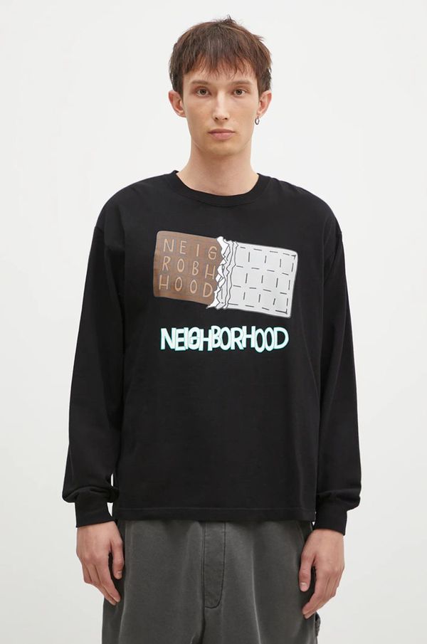 Neighborhood Pamučna majica dugih rukava NEIGHBORHOOD Tee Longsleeve-13 boja: crna, s tiskom, 242PCNH.LT18