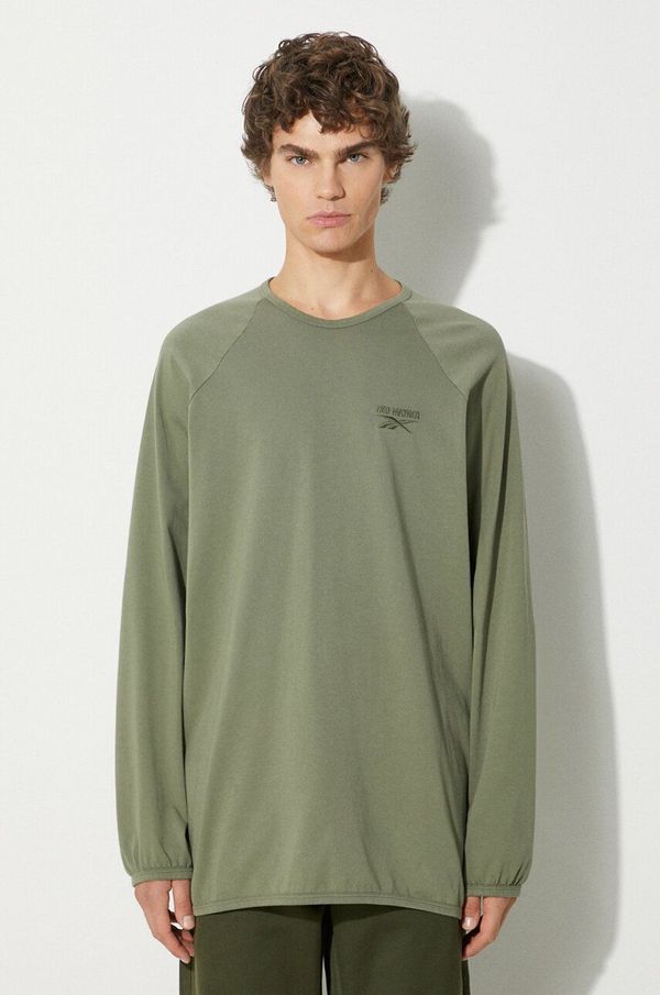 Reebok LTD Pamučna majica dugih rukava Reebok LTD T-Shirt boja: zelena, bez uzorka, RMAA00BC99JER0015500