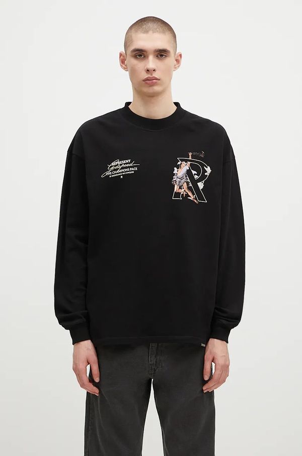 Represent Pamučna majica dugih rukava Represent Hermes Longsleeve boja: crna, s tiskom, MLM4232.001