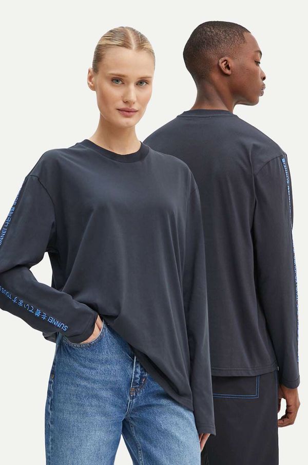 Sunnei Pamučna majica dugih rukava Sunnei boja: tamno plava, s aplikacijom, RTWXJER003