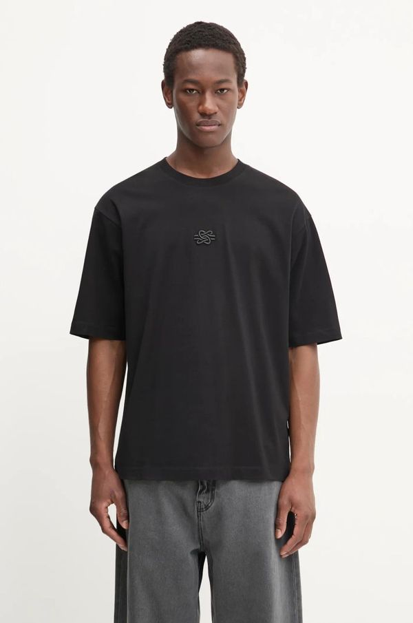 Filling Pieces Pamučna majica Filling Pieces Boxy Embroidered boja: crna, s aplikacijom, 74413791861