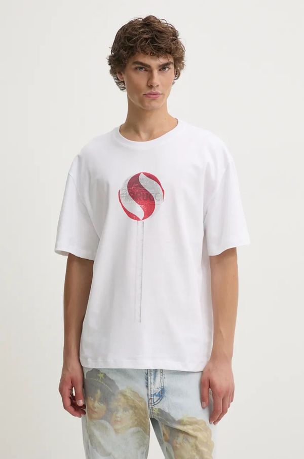 Fiorucci Pamučna majica Fiorucci za muškarce, boja: bijela, s uzorkom, M01FMTSH103CJ01WH03