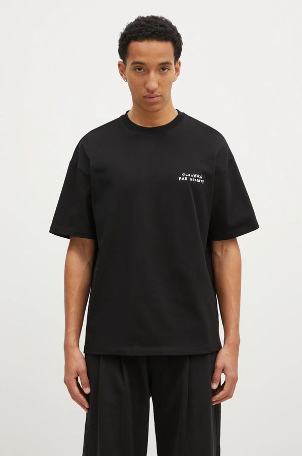 Flowers for Society Pamučna majica Flowers for Society Basic za muškarce, boja: crna, s tiskom, FFSAPP123