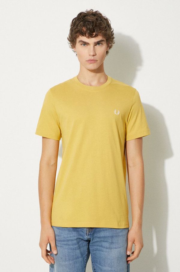 Fred Perry Pamučna majica Fred Perry Crew Neck T-Shirt za muškarce, boja: žuta, bez uzorka, M1600.W48