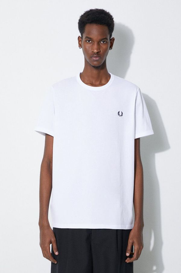Fred Perry Pamučna majica Fred Perry Ringer T-Shirt za muškarce, boja: bijela, s aplikacijom, M3519.100