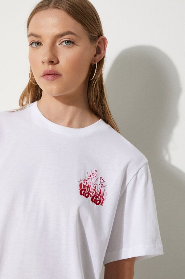 GANNI Pamučna majica GANNI Thin Jersey GoGo Relaxed T-shirt za žene, boja: bijela, T3925