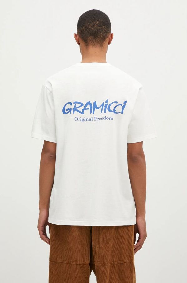 Gramicci Pamučna majica Gramicci Original Freedom Tee za muškarce, boja: bijela, s tiskom, G4FU.T098