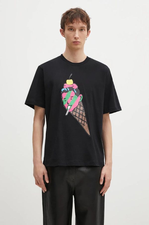 Icecream Pamučna majica ICECREAM Cone Man za muškarce, boja: crna, s tiskom, IC24483