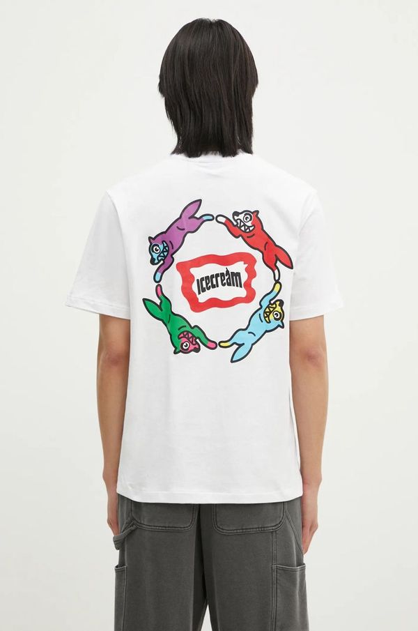 Icecream Pamučna majica ICECREAM Roundabout za muškarce, boja: bijela, s tiskom, IC24460