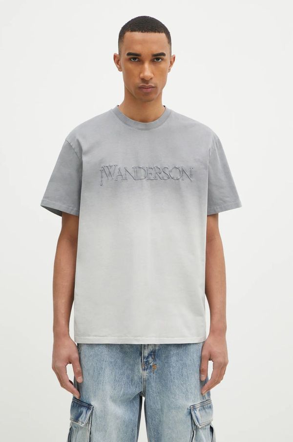 JW Anderson Pamučna majica JW Anderson Logo Embroidery Gradient T-Shirt boja: siva, s uzorkom, JT0244.PG1551.929