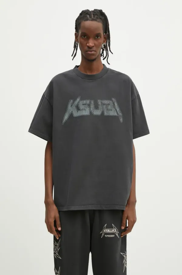 KSUBI Pamučna majica KSUBI Electric Ekcess za muškarce, boja: siva, s tiskom, MPS25TE009