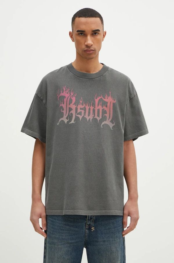 KSUBI Pamučna majica KSUBI Fuego Ekcess za muškarce, boja: siva, s tiskom, MPS25TE026