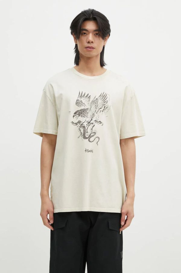 KSUBI Pamučna majica KSUBI Target Biggie za muškarce, boja: bež, s tiskom, MPF24TE009