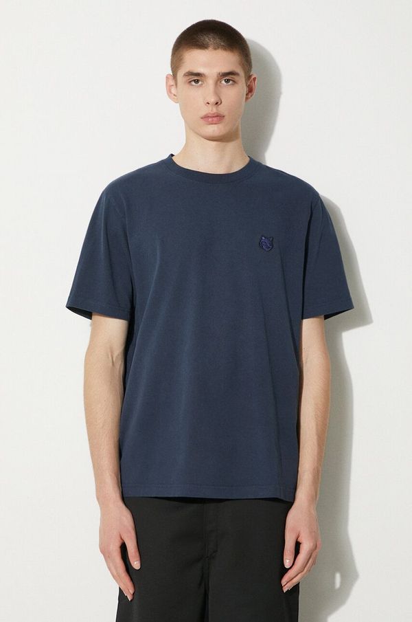 Maison Kitsuné Pamučna majica Maison Kitsuné Bold Fox Head Patch Comfort Tee Shirt za muškarce, boja: tamno plava, s aplikacijom, MM00127KJ0118