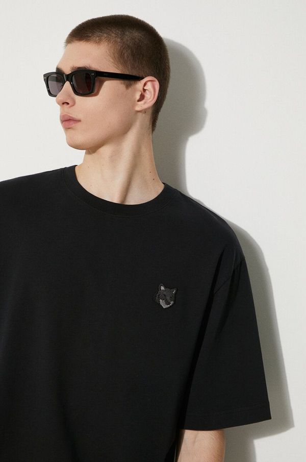 Maison Kitsuné Pamučna majica Maison Kitsuné Bold Fox Head Patch Oversize Tee Shirt za muškarce, boja: crna, bez uzorka, LM00107KJ0119