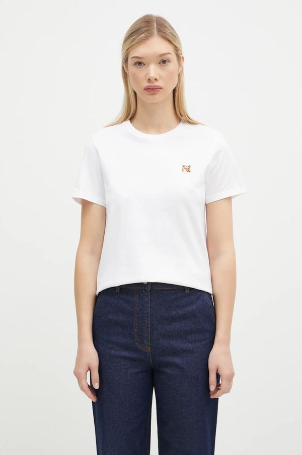 Maison Kitsuné Pamučna majica Maison Kitsuné Fox Head Patch za žene, boja: bijela, LW00105KJ0008