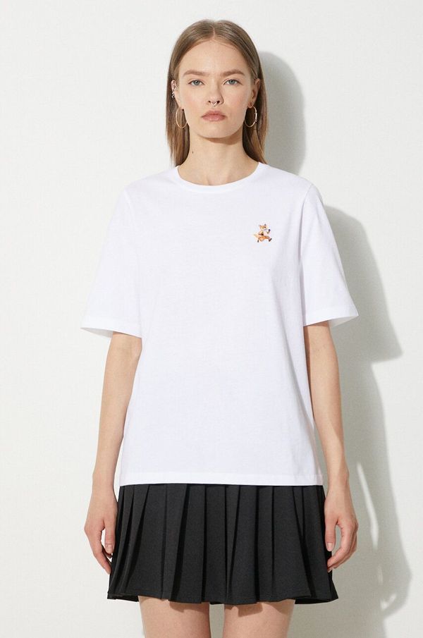 Maison Kitsuné Pamučna majica Maison Kitsuné Speedy Fox Patch Comfort Tee Shirt za žene, boja: bijela, MW00119KJ0008