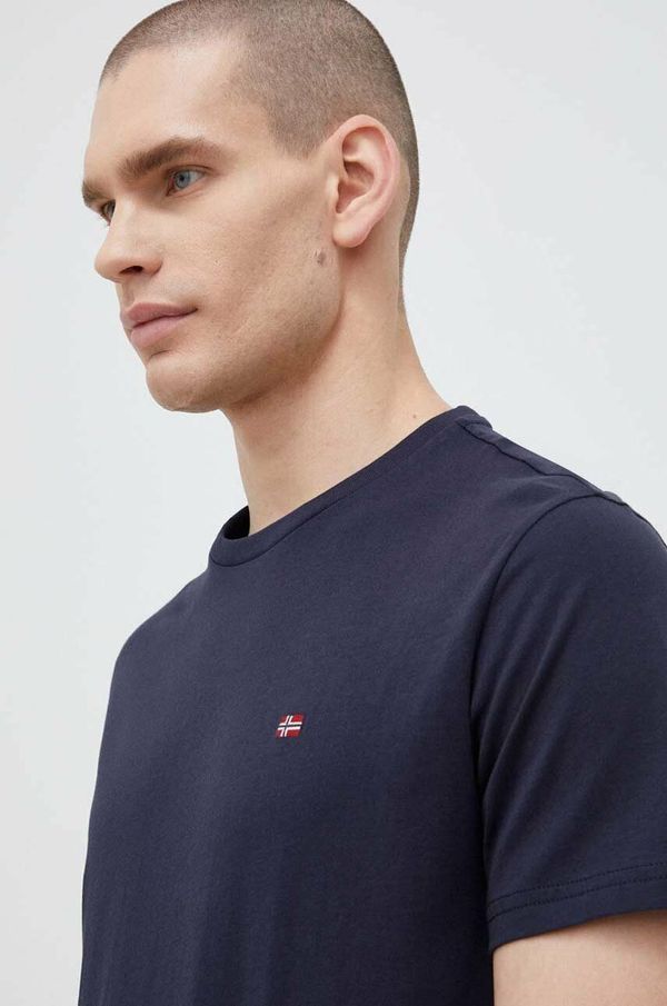 Napapijri Pamučna majica Napapijri Salis boja: tamno plava, glatki model, NP0A4H8D1761
