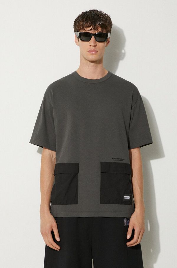 Neighborhood Pamučna majica NEIGHBORHOOD Design Crewneck za muškarce, boja: zelena, bez uzorka, 241UWNH.CSM05