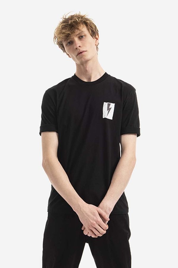 Neil Barrett Pamučna majica Neil Barett Flag Bolt boja: crna, s tiskom, BJT068S.S536S.1118-black