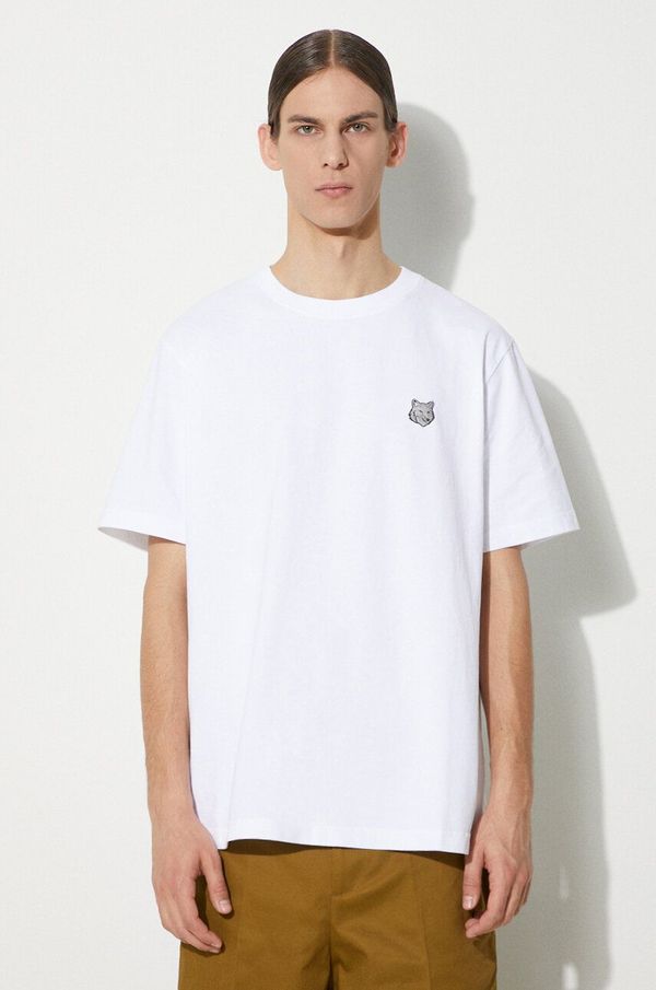 Maison Kitsuné Pamučna majica Neil Barrett Bold Fox Head Patch Comfort Tee Shirt za muškarce, boja: bijela, bez uzorka, MM00108KJ0118