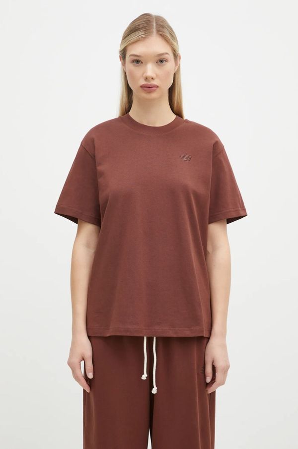 New Balance Pamučna majica New Balance Athletics Jersey za žene, boja: smeđa, WT41501ROK