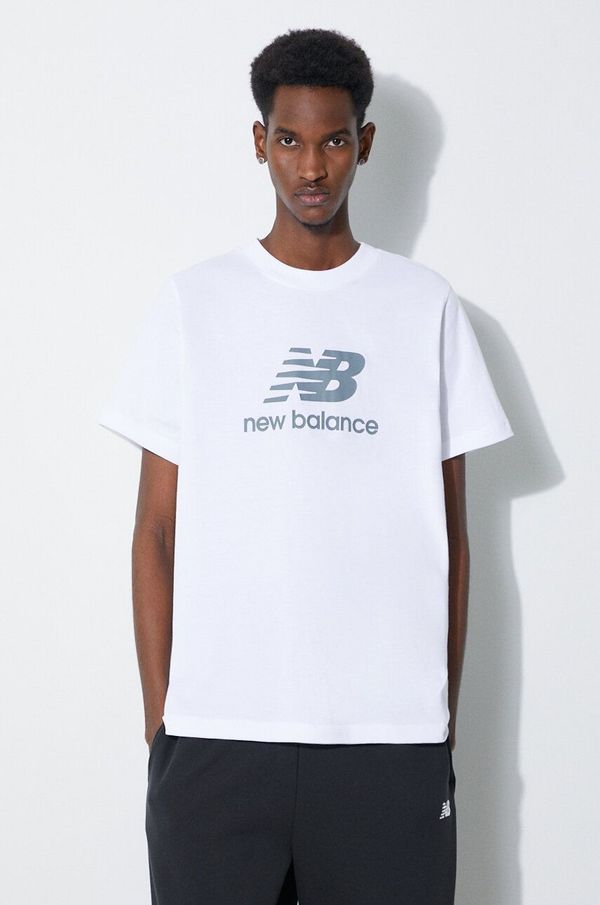 New Balance Pamučna majica New Balance Essentials Cotton za muškarce, boja: bijela, s tiskom, MT41502WT