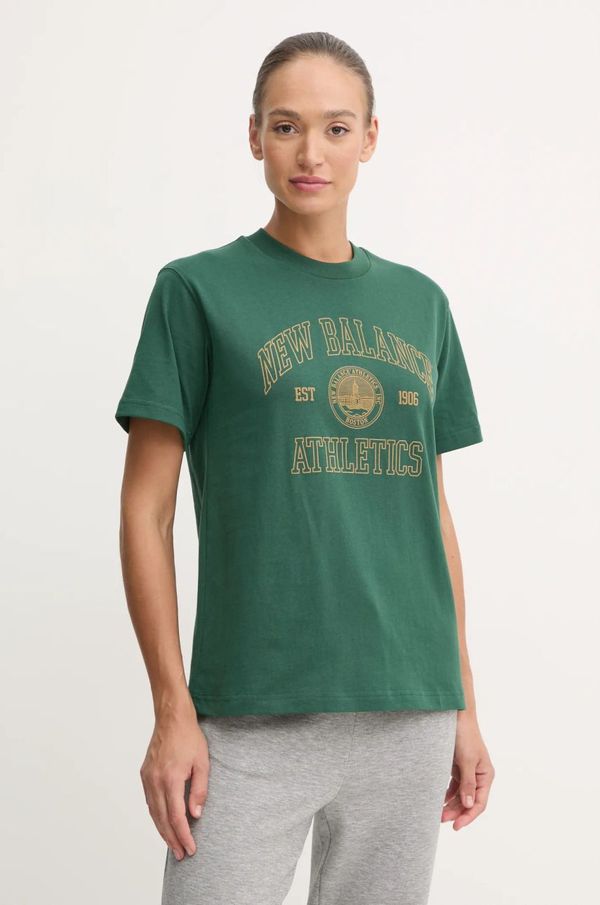 New Balance Pamučna majica New Balance za žene, boja: zelena, WT43548NWG