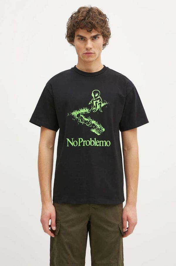 No Problemo Pamučna majica No Problemo Toboggan SS Tee za muškarce, boja: crna, s tiskom, NP60007.02