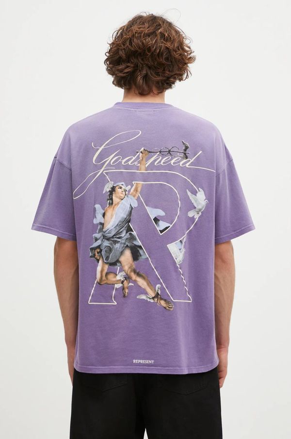 Represent Pamučna majica Represent Hermes za muškarce, boja: ljubičasta, s tiskom, MLM4228.057