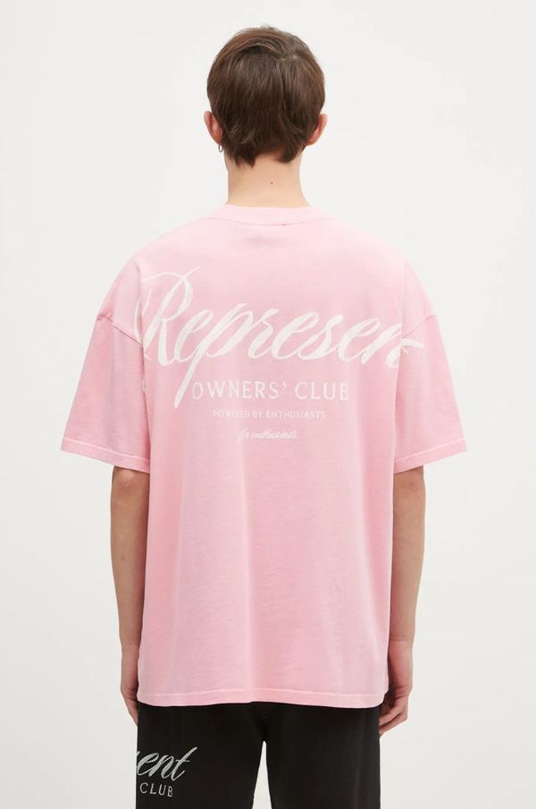 Represent Pamučna majica Represent Represent Owners Club Script za muškarce, boja: ružičasta, s tiskom, OCM41201.518