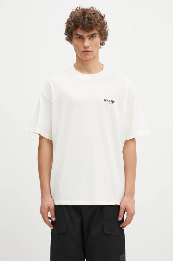 Represent Pamučna majica Represent Represent Owners Club za muškarce, boja: bež, s tiskom, OCM41114.072